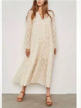 Christy Dawn Paloma Cream Embroidered Dress